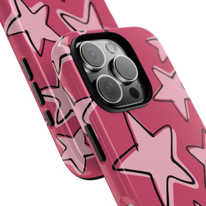 Raspberry Pink Doodle Star Phone Case