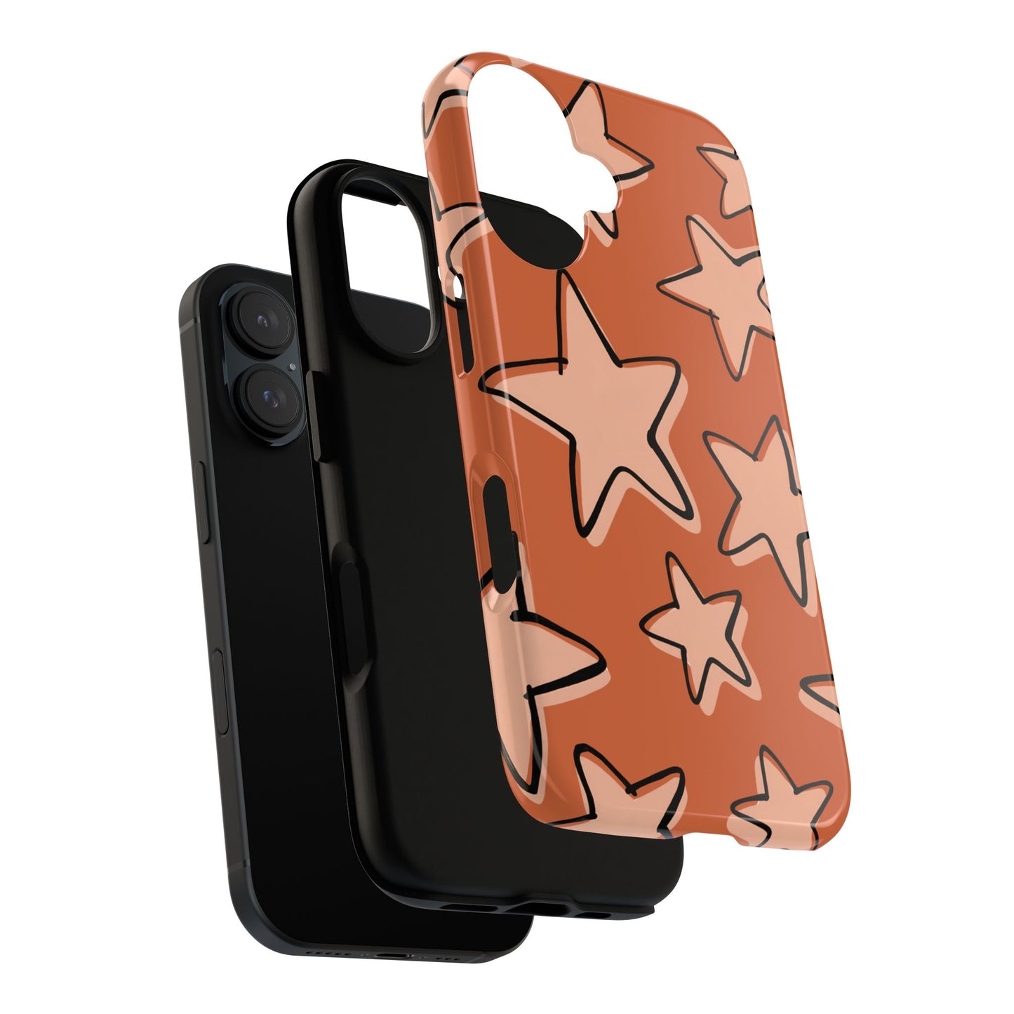 Burnt Orange Doodle Star Phone Case