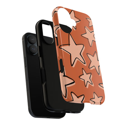 Burnt Orange Doodle Star Phone Case