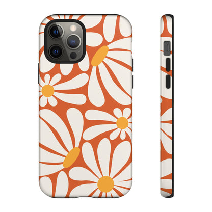 Retro Orange Daisy Pattern Phone Case - Orange Phone Case - iPhone 12 Pro / Glossy