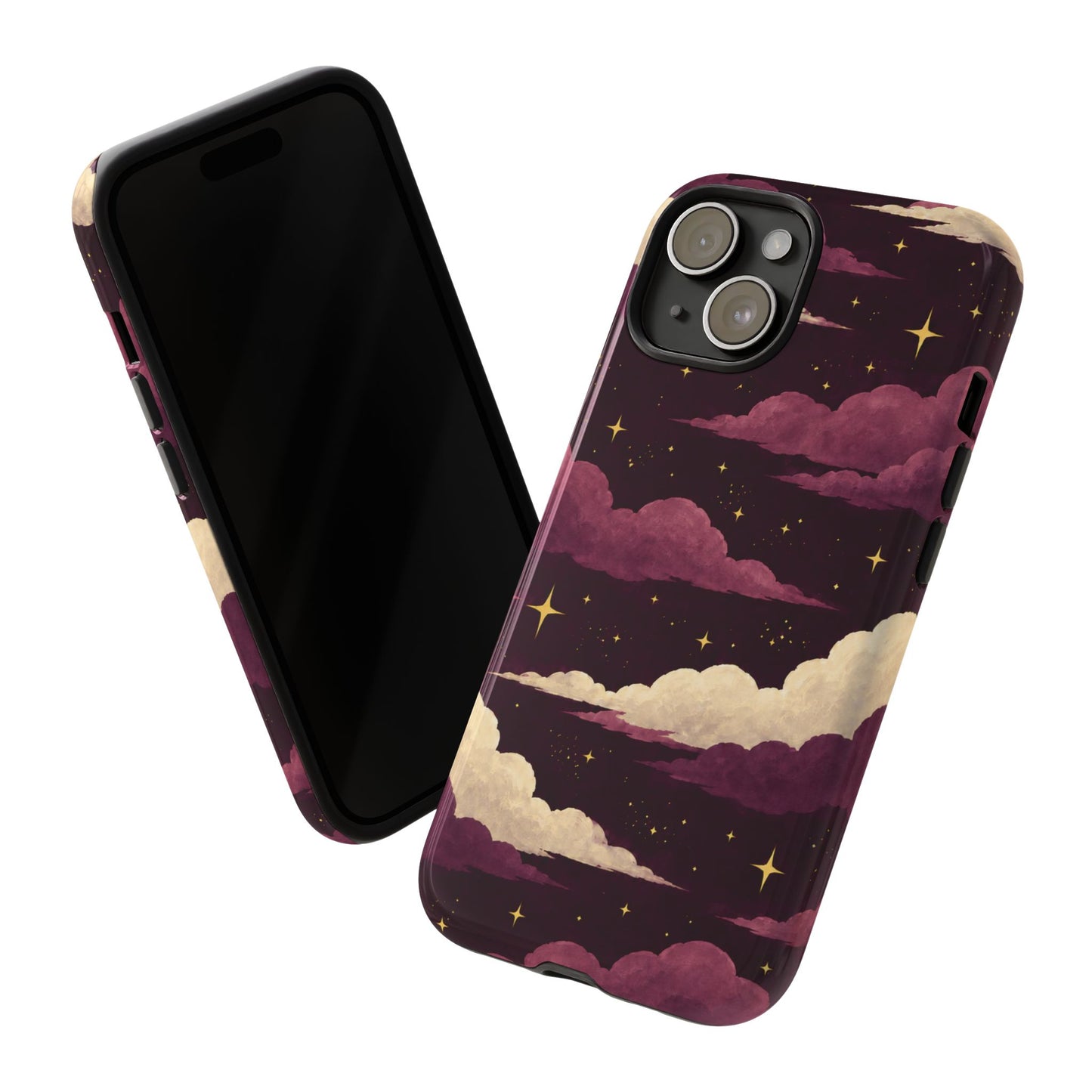Illustrated Plum Clouds & Stars Phone Case