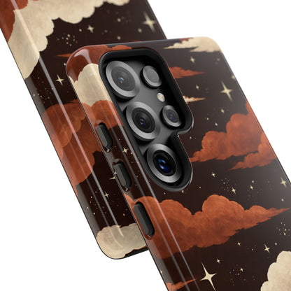 Illustrated Burnt Orange Clouds & Stars Phone Case