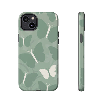 Minimalist Mint Green Butterfly Pattern Phone Case - Green Phone Case - iPhone 14 Plus / Glossy