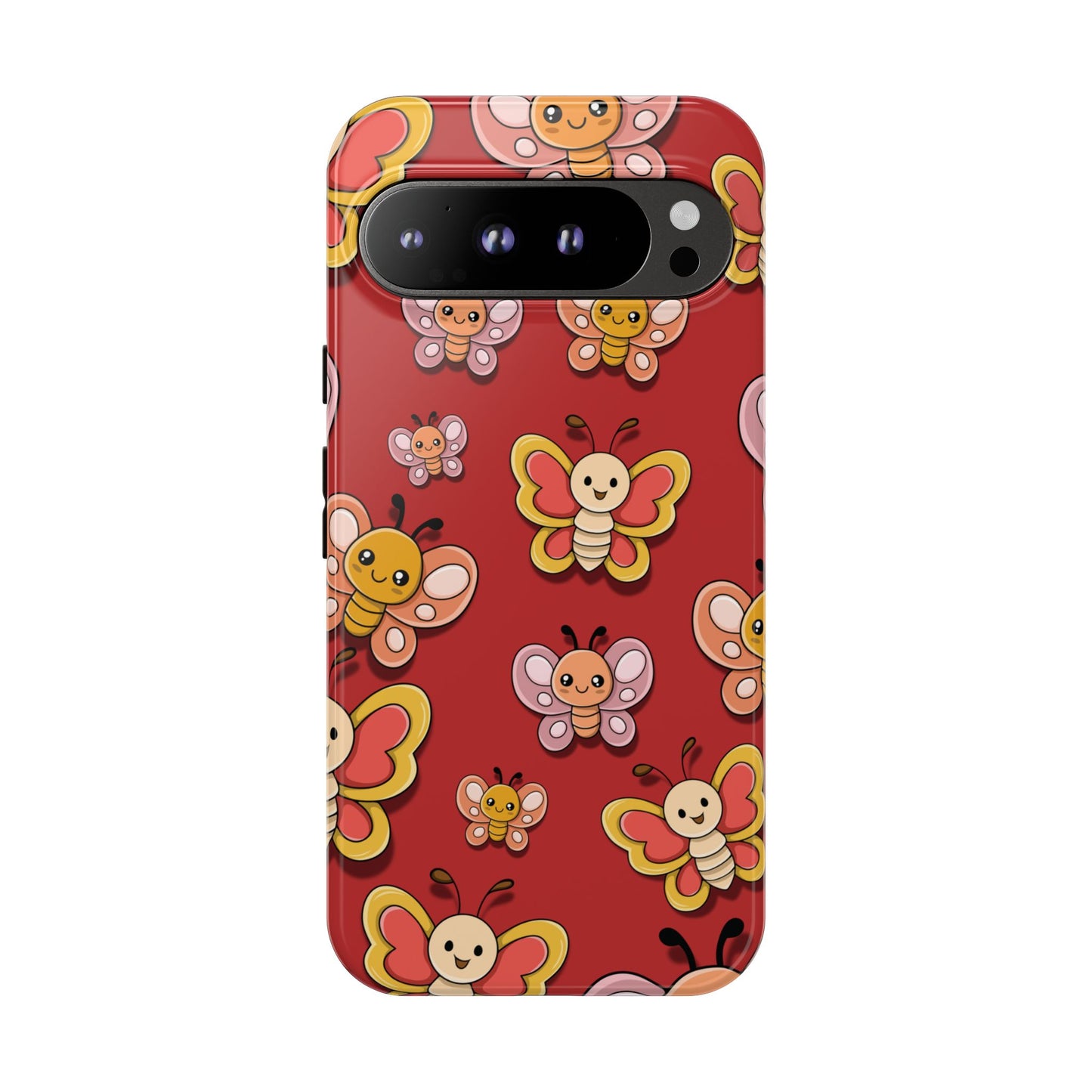 Google Pixel 9 Pro XL / Glossy Phone Case - Red Butterfly Sticker Design Phone Case
