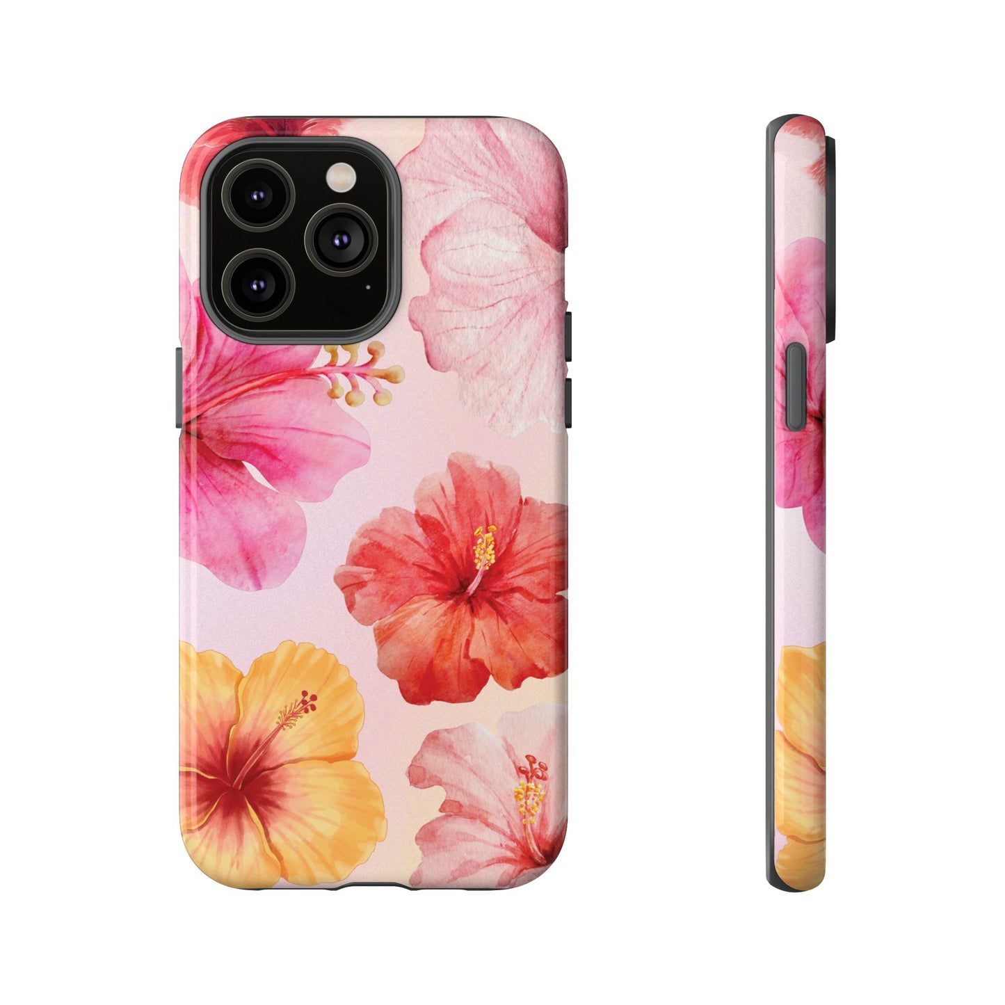 iPhone 14 Pro Max / Glossy Phone Case - ’Pink Hibiscus Pattern #1’ Phone Case