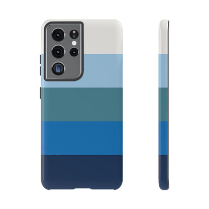 Blue and White Stripe Pattern Phone Case - Blue Phone Case - Samsung Galaxy S21 Ultra / Glossy
