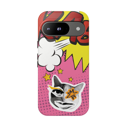 Bold Pink Pop Art Cat Phone Case - Pink Phone Case - Google Pixel 9 / Glossy