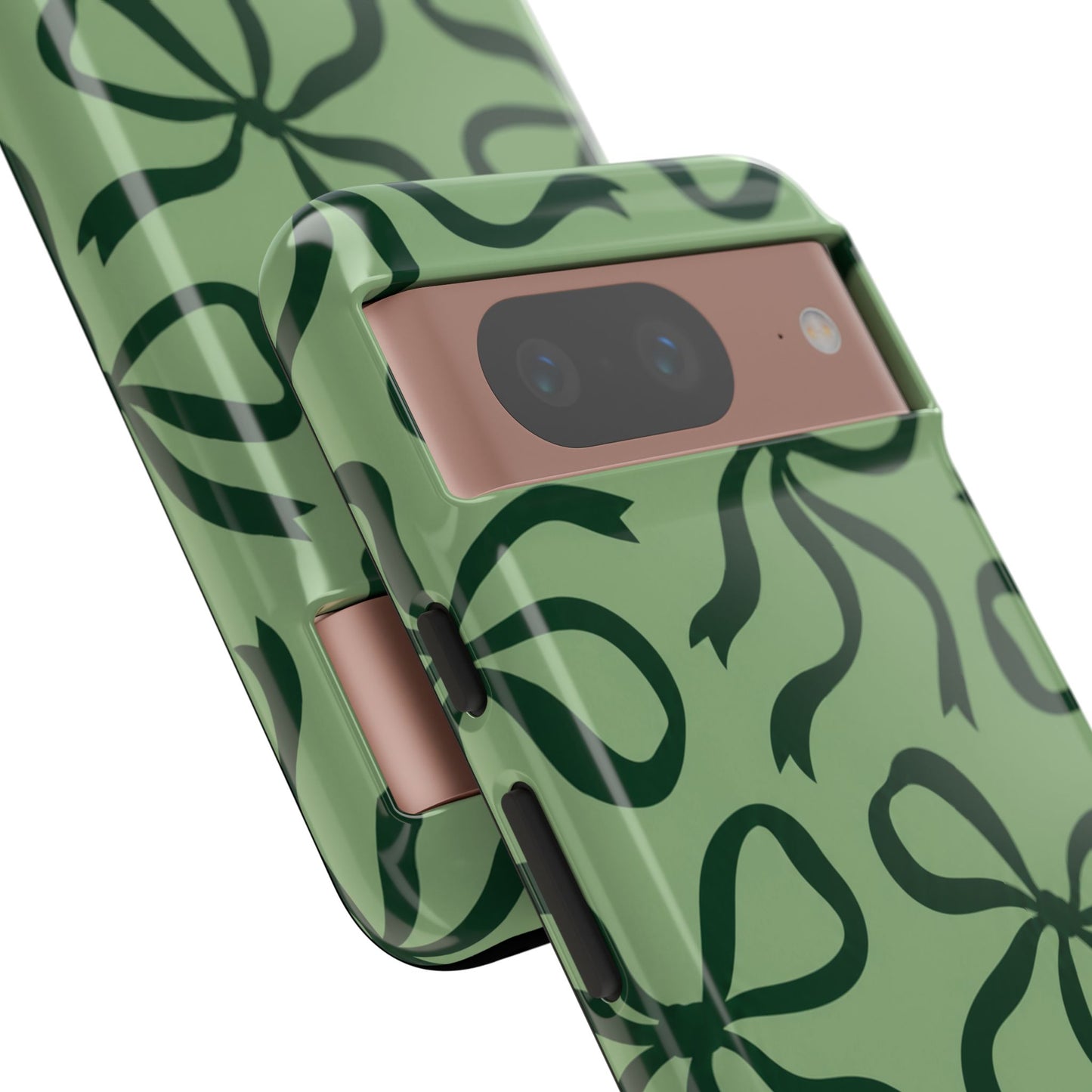 Bold Sage Green and Forest Green Bow Pattern Phone Case