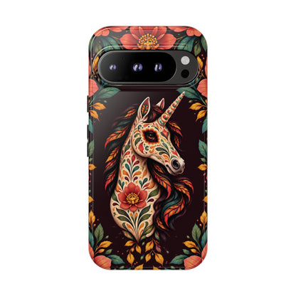 Elegant Terracotta and Teal Calavera Unicorn Phone Case - Phone Case - Google Pixel 9 Pro / Glossy