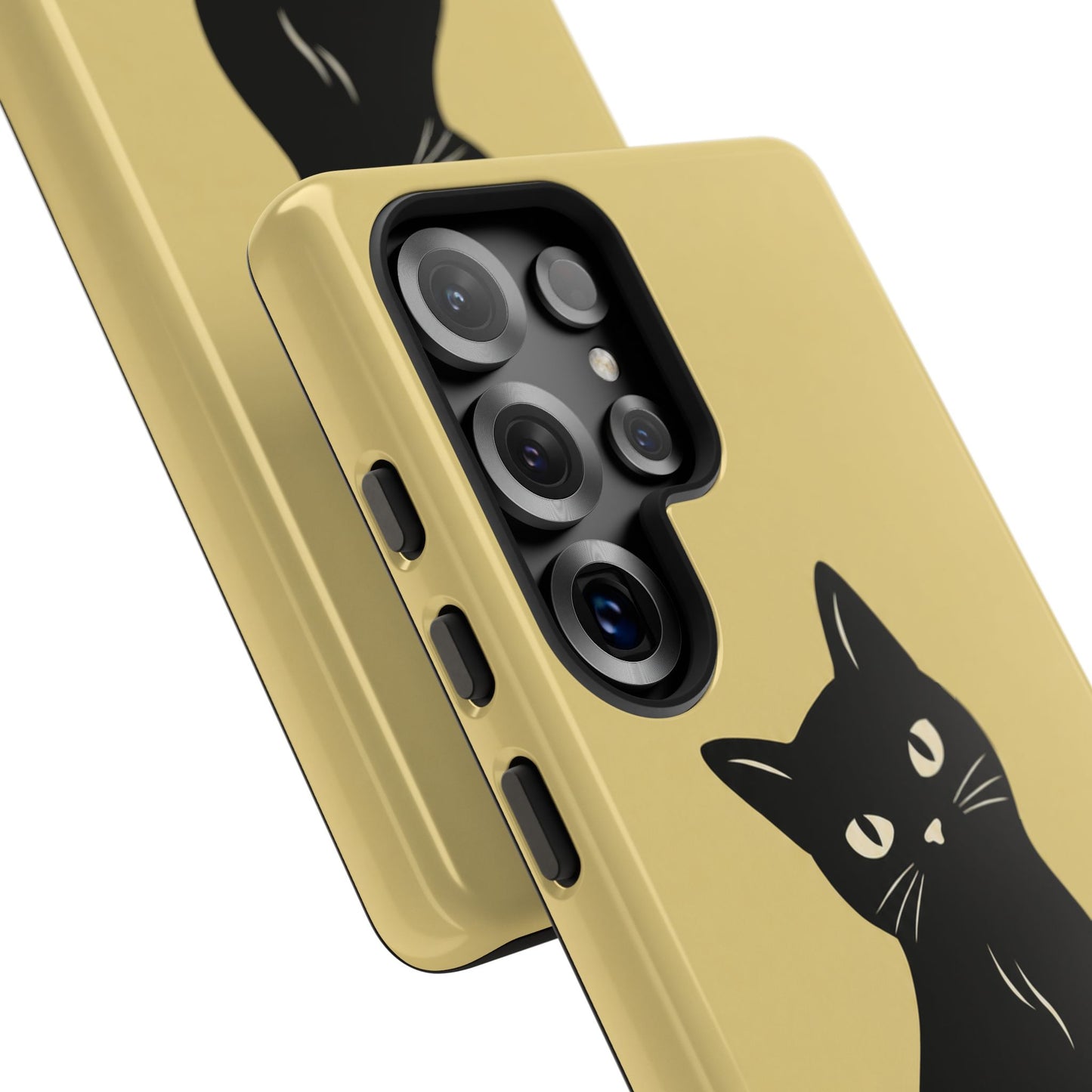 Minimalist Butter Yellow & Black Cat Phone Case