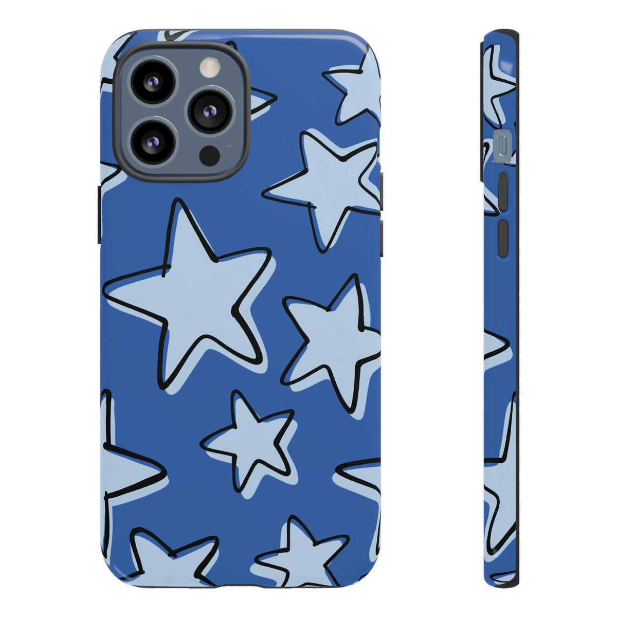 Cobalt Blue Doodle Star Phone Case