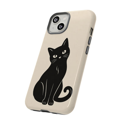 Minimalist Cream & Black Cat Phone Case