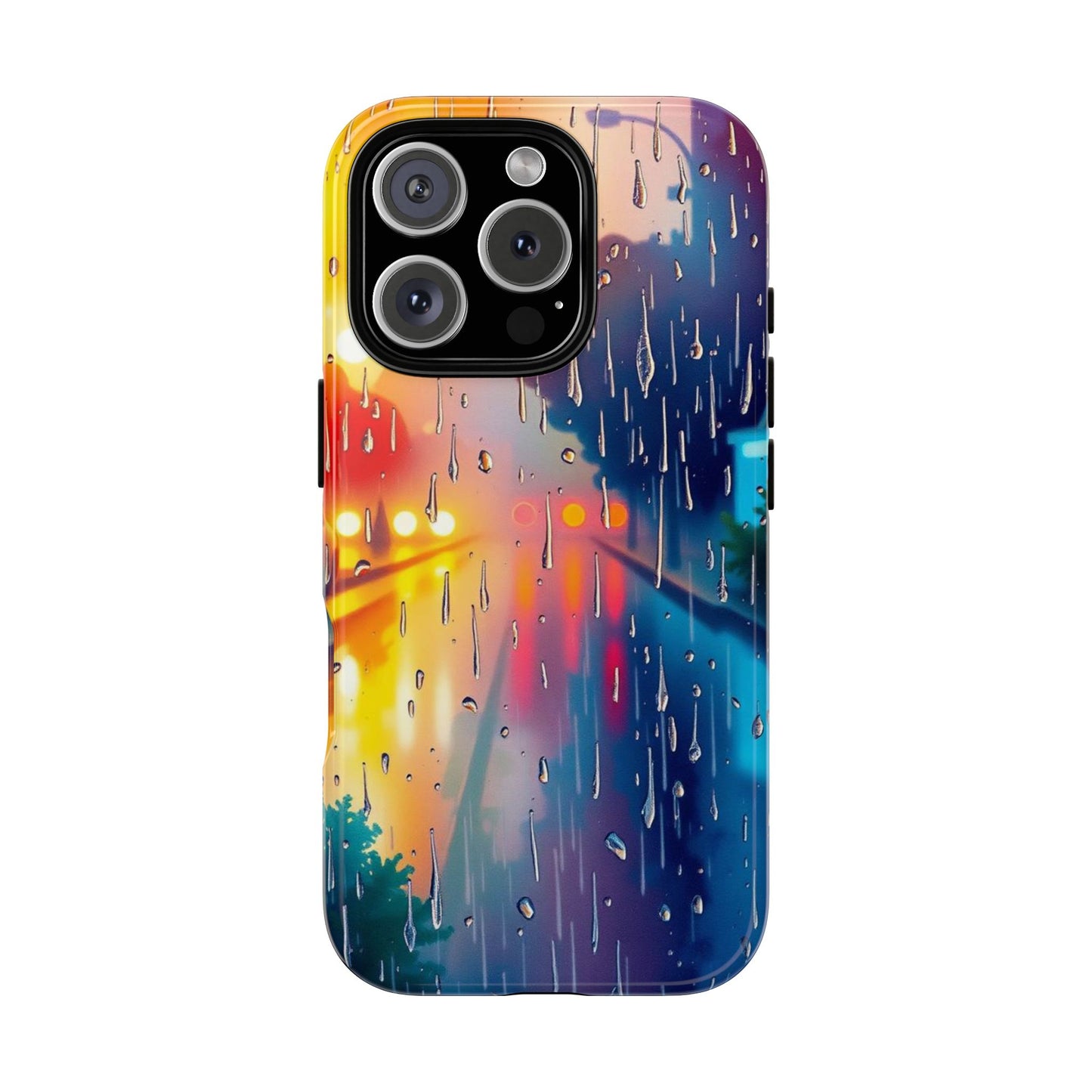 iPhone 16 Pro / Glossy Phone Case - Electric Rain Watercolour Design Phone Case