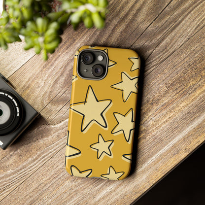 Golden Yellow Doodle Star Phone Case