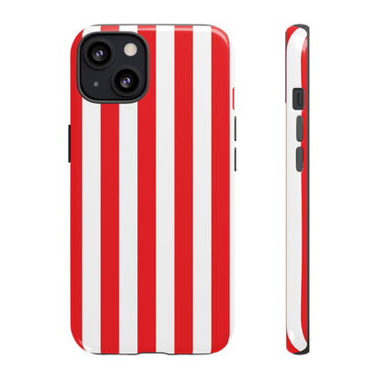 iPhone 13 / Glossy Phone Case - Simple Red & White Stripe Pattern Phone Case