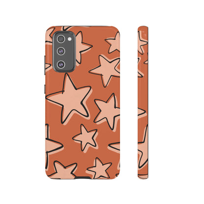 Burnt Orange Doodle Star Phone Case