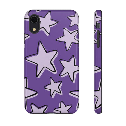 Violet Purple Doodle Star Phone Case