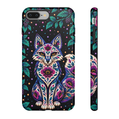 Vibrant Purple and Teal Calavera Fox Phone Case - Multicolor Phone Case - iPhone 8 Plus / Glossy