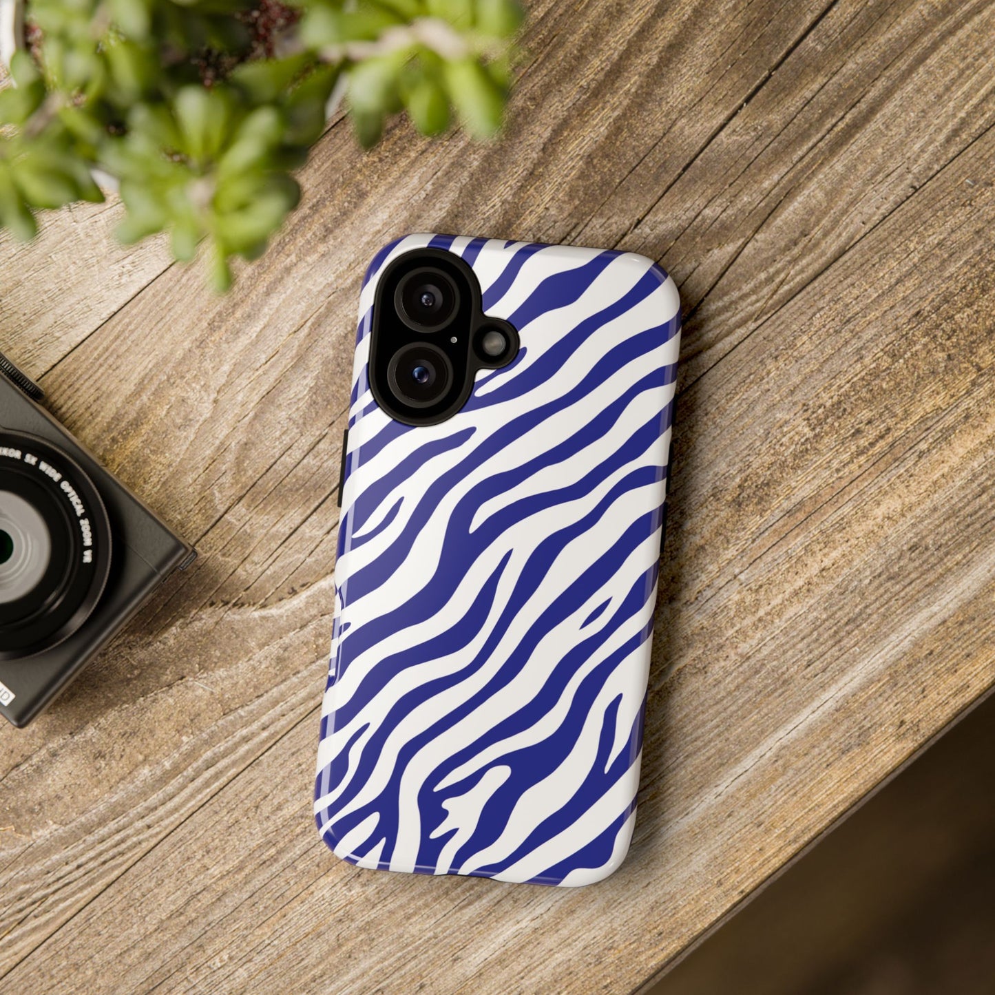 Stylish Electric Blue Zebra Print Phone Case