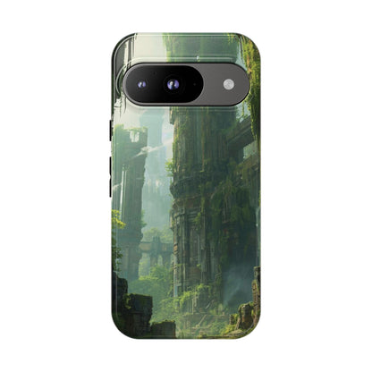 Google Pixel 9 / Glossy Phone Case - Overgrown Future Ruins Sci-fi Phone Case