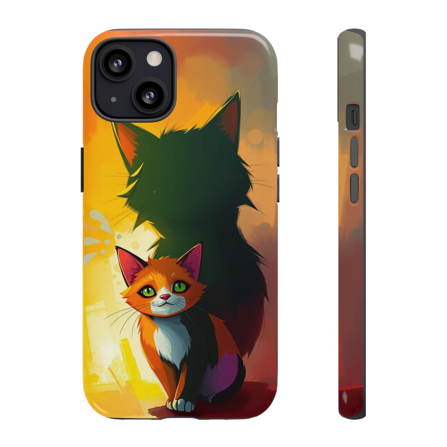 iPhone 13 / Glossy Phone Case - Acrylic Style Shadow Cat Design Phone Case