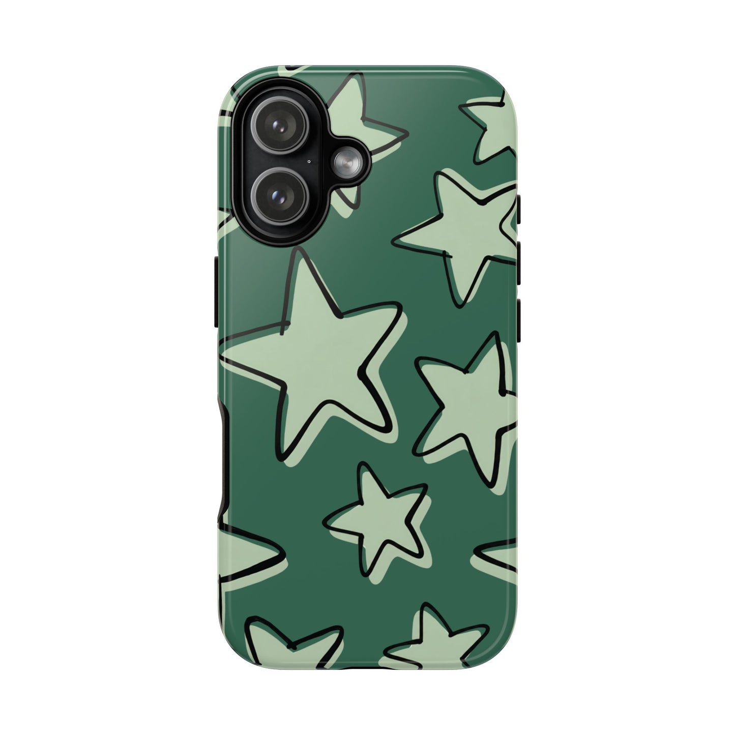 Forest Green Doodle Star Phone Case