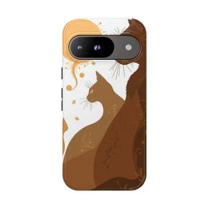 Google Pixel 9 / Glossy Phone Case - Abstract Cat Pattern Design Phone Case