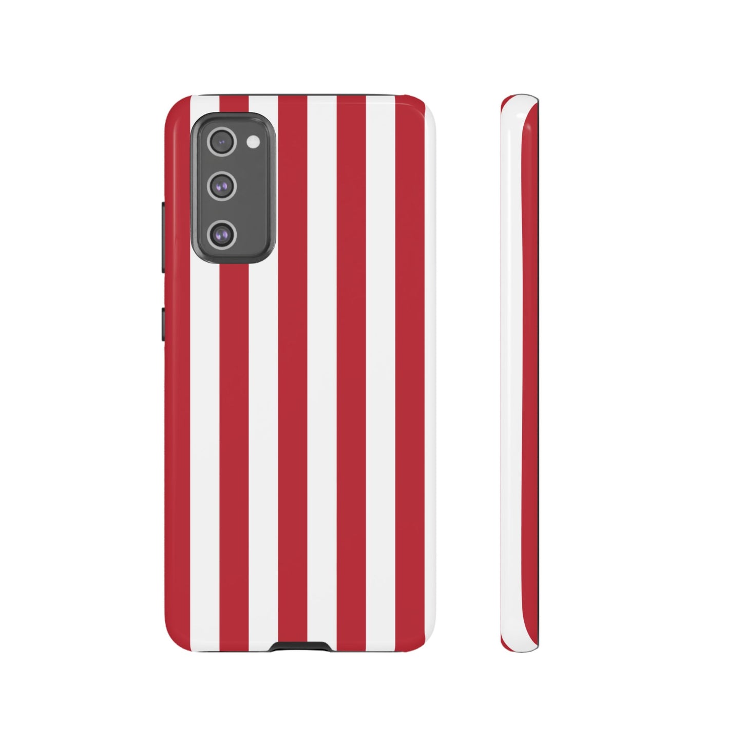 Samsung Galaxy S20 FE / Glossy Phone Case - Simple Dark Pink & White Stripe Pattern Phone Case