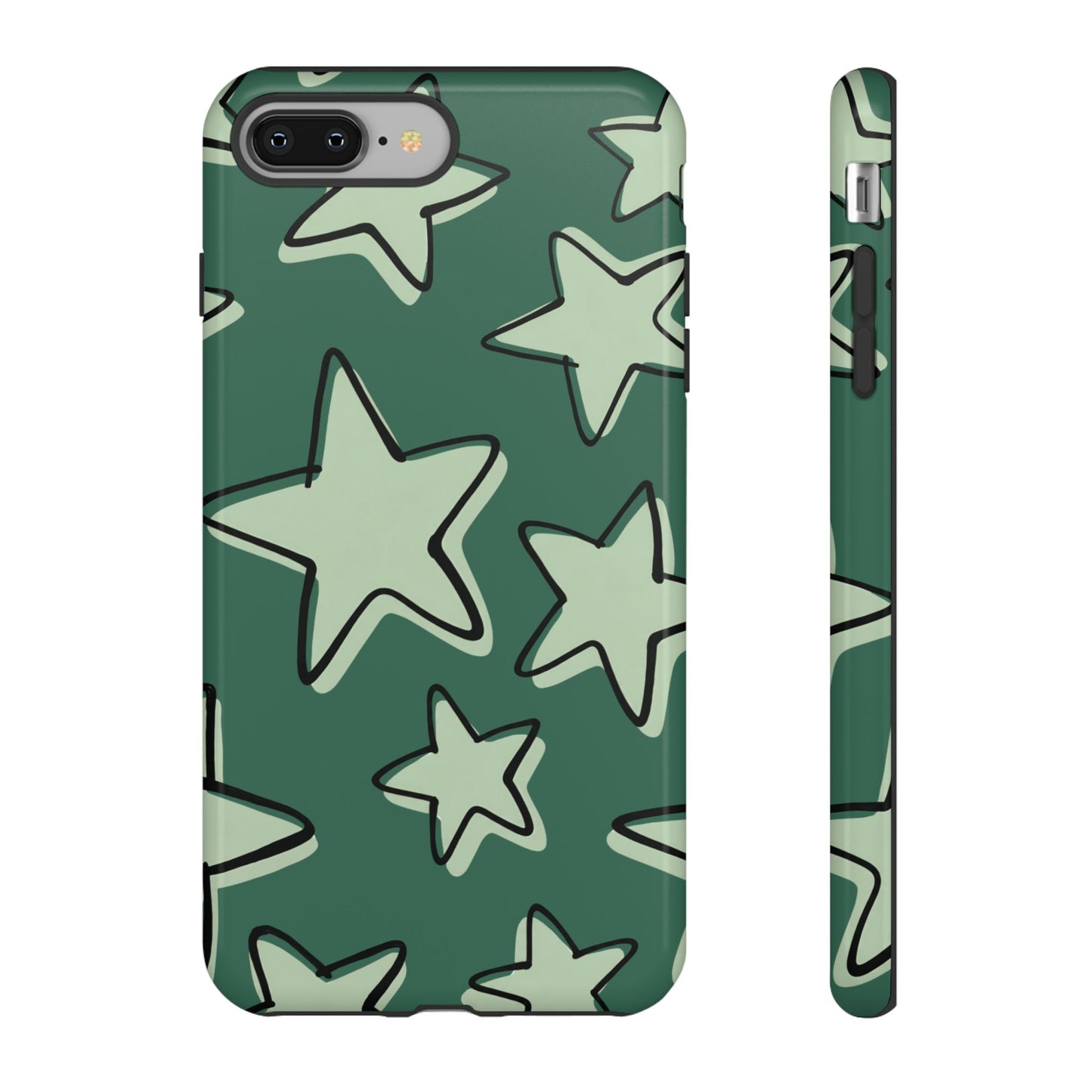 Forest Green Doodle Star Phone Case