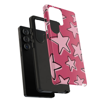 Raspberry Pink Doodle Star Phone Case