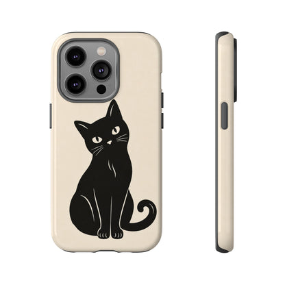 Minimalist Cream & Black Cat Phone Case