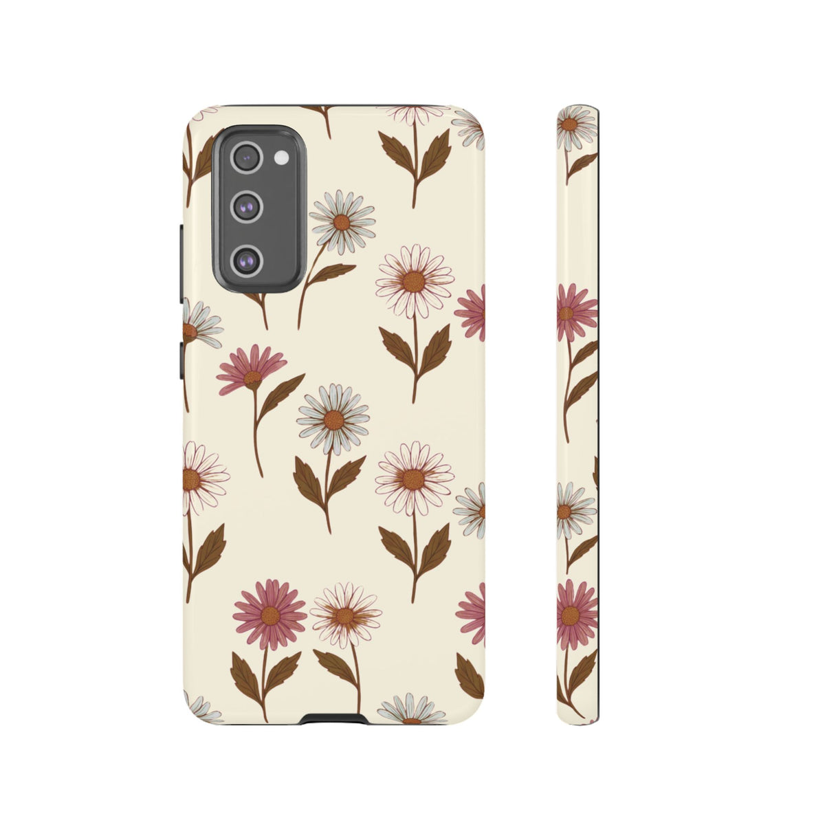 Pretty Cream & Rose Daisy Pattern Phone Case
