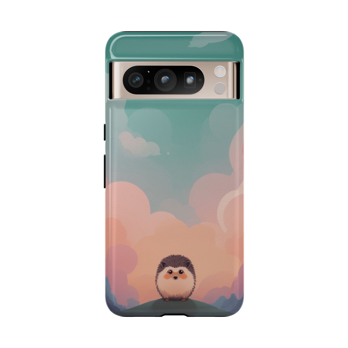 Google Pixel 8 Pro / Glossy Phone Case - Cute Hedgehog & Cloud Design Phone Case