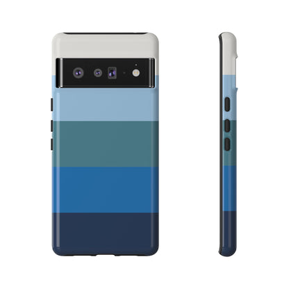 Blue and White Stripe Pattern Phone Case - Blue Phone Case - Google Pixel 6 Pro / Glossy