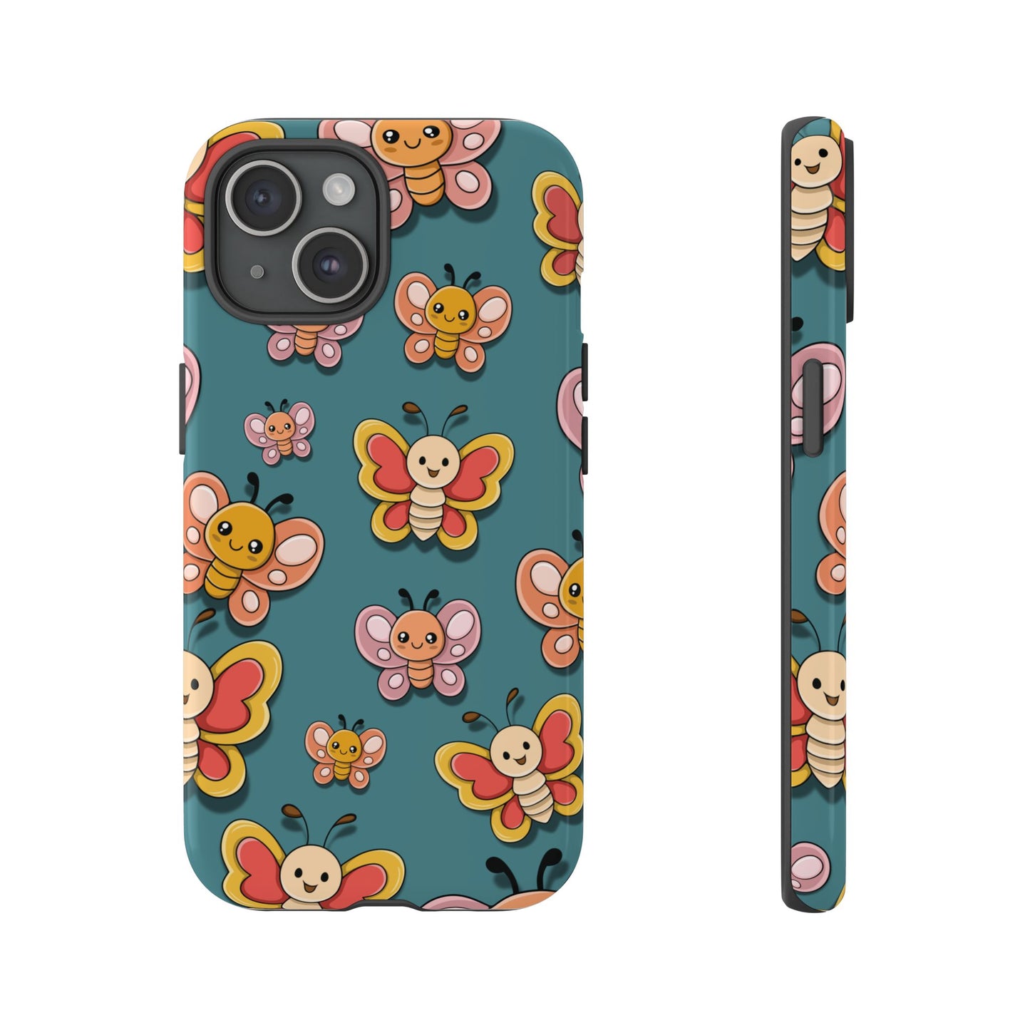 Blue Butterfly Sticker Design Phone Case - Blue Phone Case - iPhone 15 / Glossy