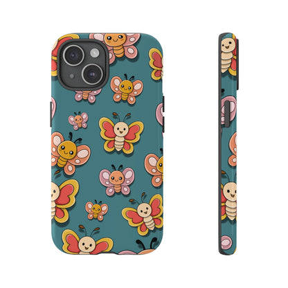 Blue Butterfly Sticker Design Phone Case - Blue Phone Case - iPhone 15 / Glossy
