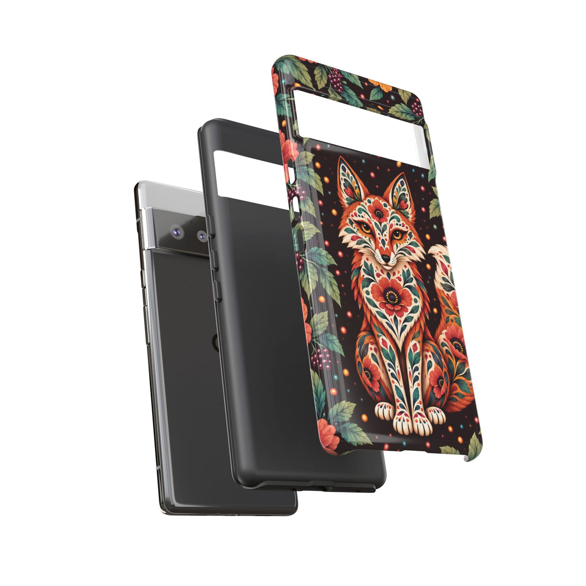 Vibrant Terracotta and Teal Calavera Fox Phone Case - Multicolor Phone Case