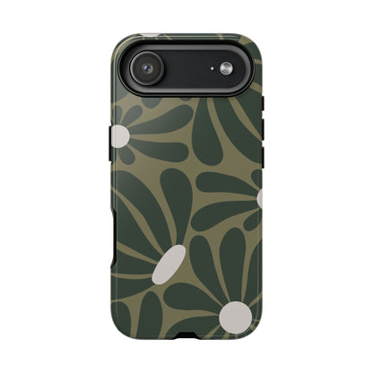Retro Olive Green Daisy Pattern Phone Case - Green Phone Case - iPhone 17 Air / Glossy