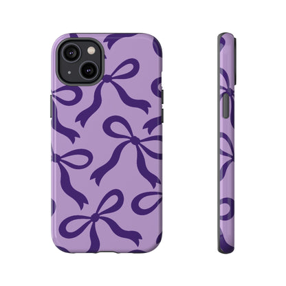Bold Lilac and Deep Purple Bow Pattern Phone Case - Purple Phone Case - iPhone 14 Plus / Glossy