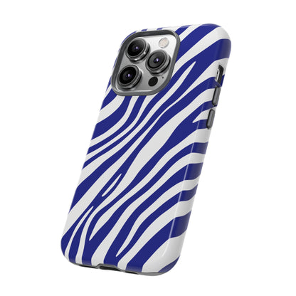 Modern Electric Blue Zebra Print Phone Case