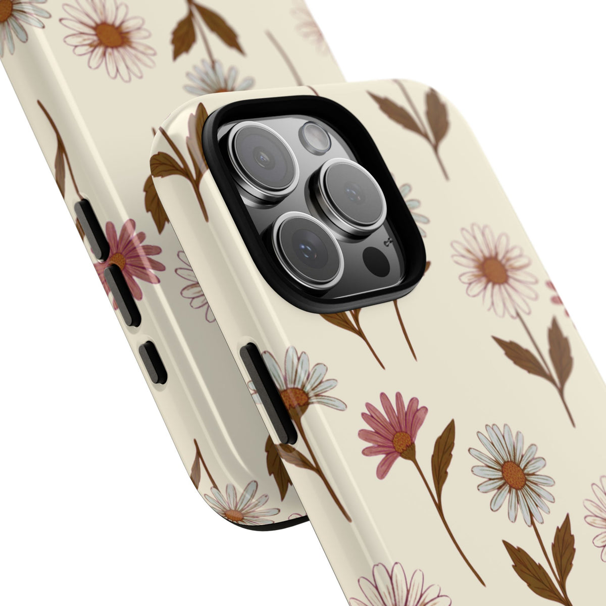 Pretty Cream & Rose Daisy Pattern Phone Case