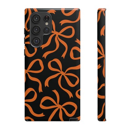 Bold Black and Burnt Orange Bow Pattern Phone Case