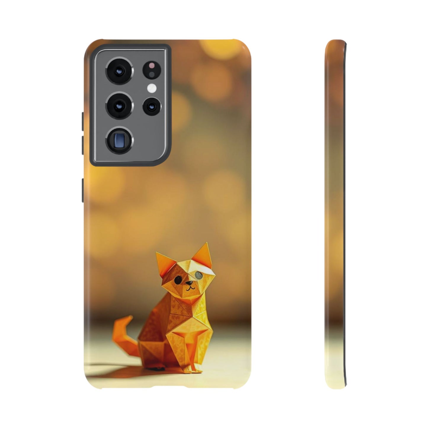 Samsung Galaxy S21 Ultra / Glossy Phone Case - Origami Cat Design Phone Case