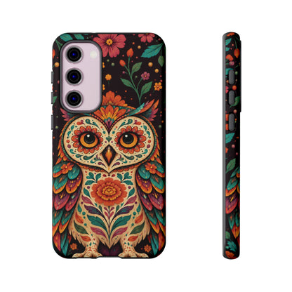 Vibrant Terracotta and Teal Calavera Owl Phone Case - Multicolor Phone Case - Samsung Galaxy S23 Plus / Glossy