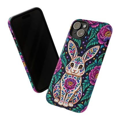 Cute Purple and Teal Calavera Bunny Phone Case - Multicolor Phone Case