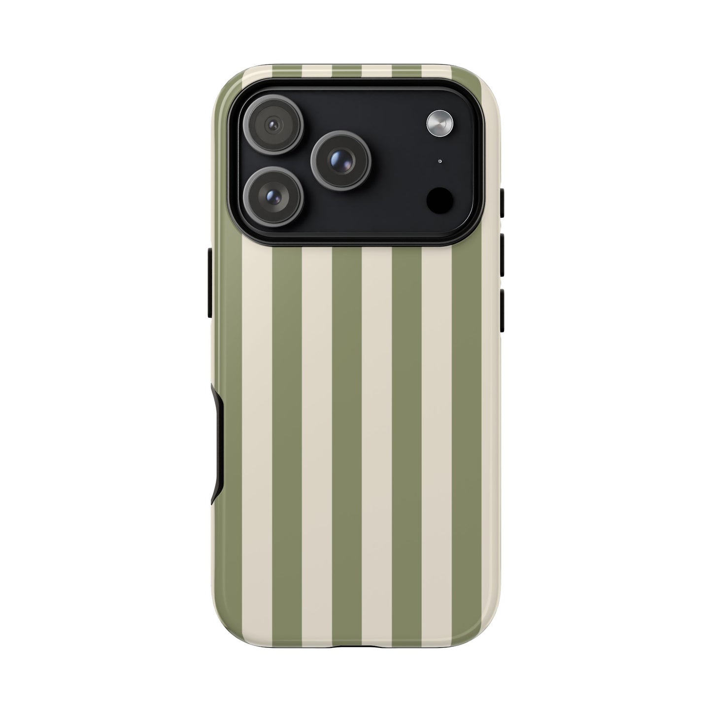 iPhone 17 Pro / Glossy Phone Case - ’Olive & Beige Stripe Pattern’ Phone Case