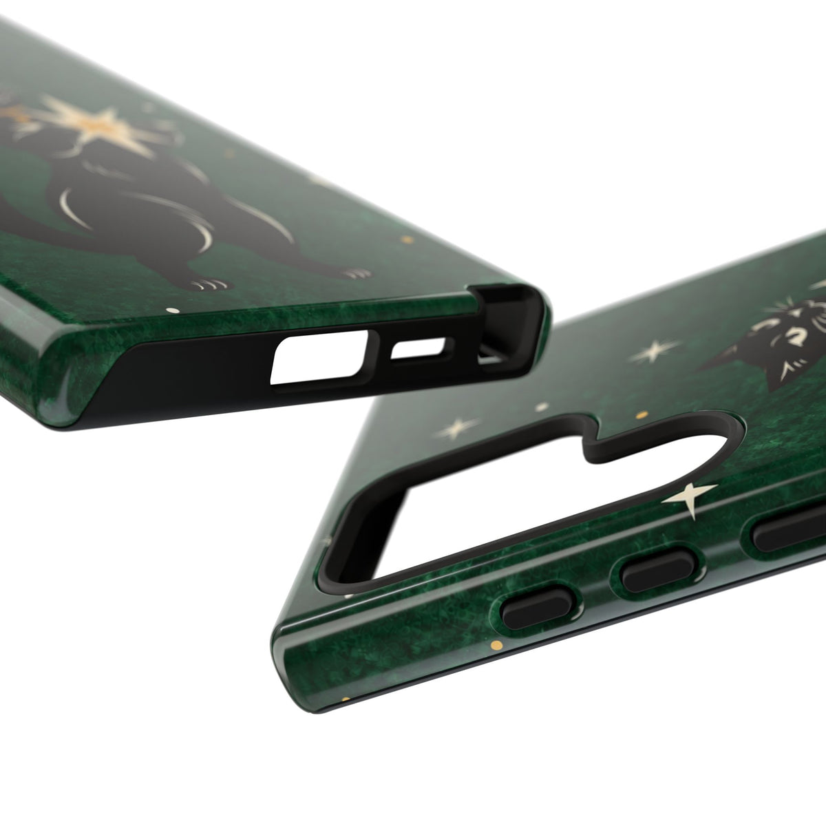 Forest Green Celestial Black Cat Phone Case - Green Phone Case