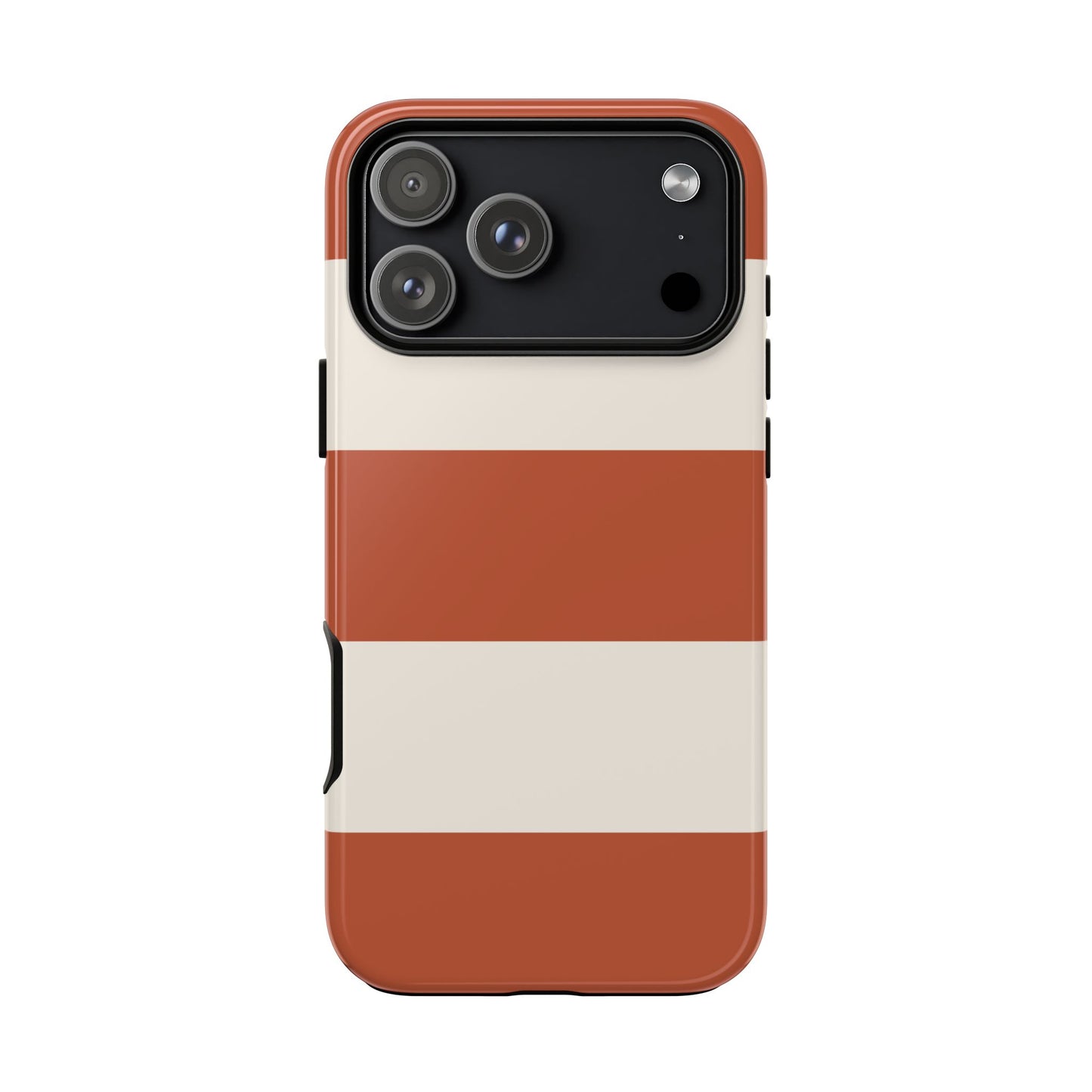 iPhone 17 Pro Max / Glossy Phone Case - Terracotta Horizontal Stripe Pattern Phone Case