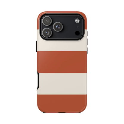 iPhone 17 Pro Max / Glossy Phone Case - Terracotta Horizontal Stripe Pattern Phone Case