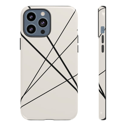 iPhone 13 Pro Max / Glossy Phone Case - Abstract White with Black Lines Phone Case